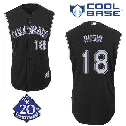 Chris Rusin #18 MLB Jersey-Colorado Rockies Men's Authentic Alternate 2 Black Baseball Jersey
